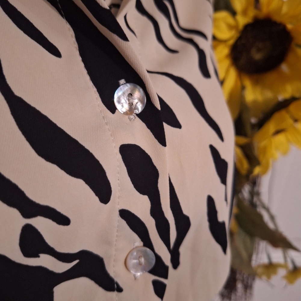 Entro Camel And Black Zebra Print Button Up Maxi … - image 3